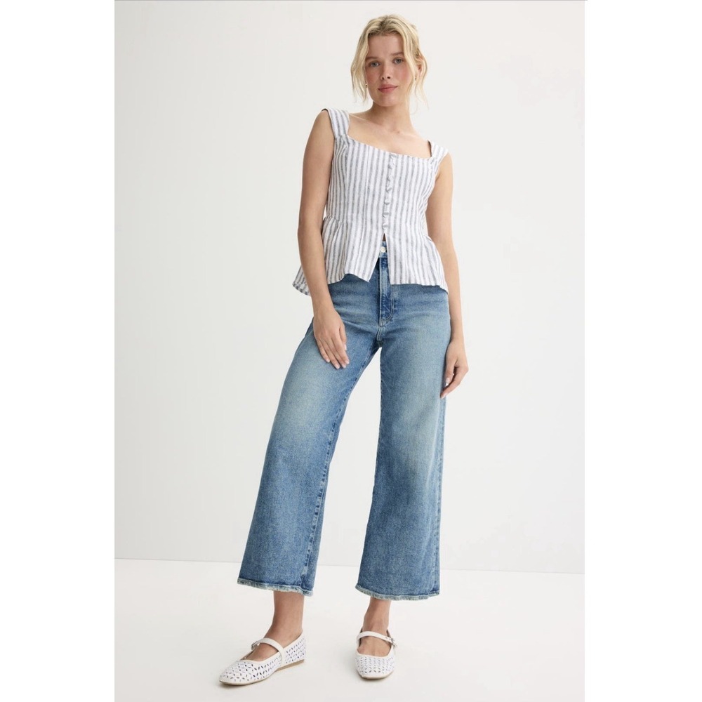 PAIGE Anessa High-Rise Wide-Leg Jeans Women's Size 29 Cropped Casual Staple Boho